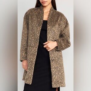 Old Navy Long-Line Cardigan Coat, Leopard, sz XS